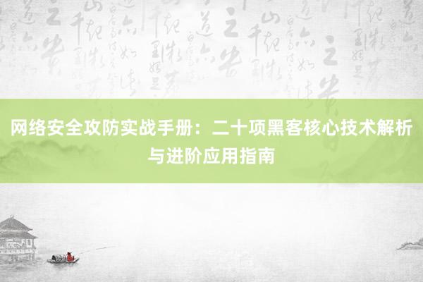 网络安全攻防实战手册:二十项黑客核心技术解析与进阶应用指南