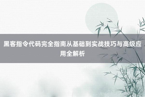 黑客指令代码完全指南从基础到实战技巧与高级应用全解析