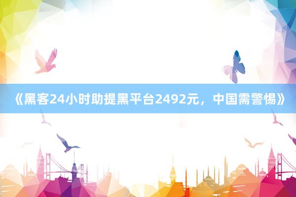 《黑客24小时助提黑平台2492元，中国需警惕》